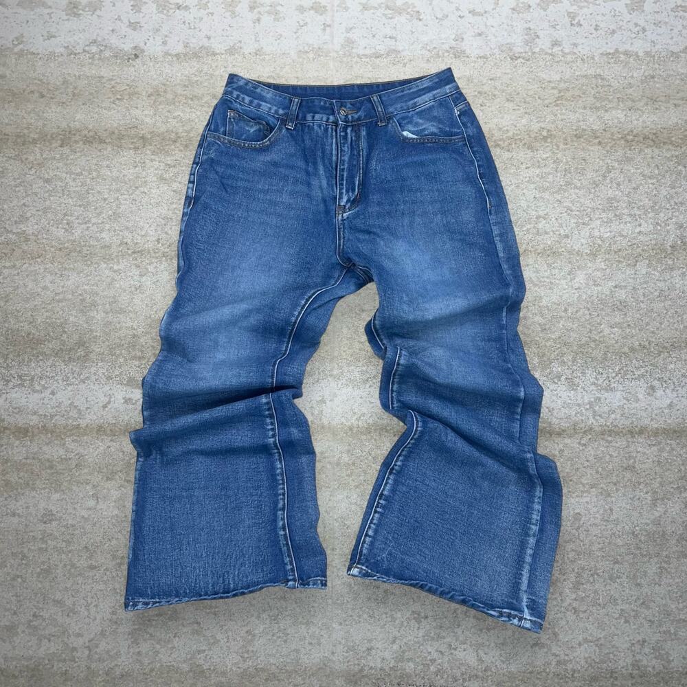 Vintage 90s Romwe Jeans 30x30 Bell Bottoms Flared Bootcut Fit Medium Wash Denim - Picture 2 of 4
